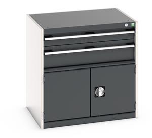 Bott Cubio drawer cabinet with overall dimensions of 800mm wide x 650mm deep x 800mm high Cabinet consists of 1 x 100mm, 1 x 175mm high drawers and 1 x 400mm high door 100% extension drawer with internal dimensions of 675mm wide x 525mm deep. Cupboard... Bott100% extension Drawer units 800 x 650 for Labs and Test facilities